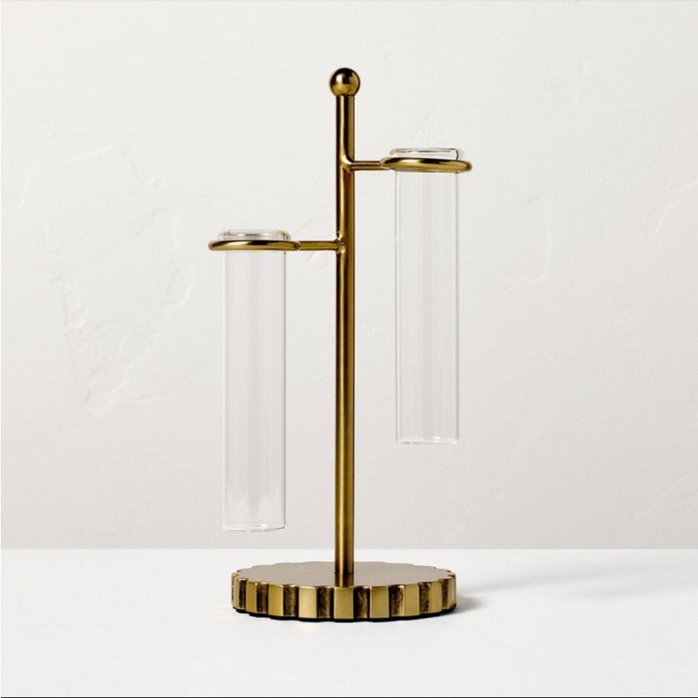 Hearth & Hand Test Tube Brass Industrial Glass Vase Propagation Holder NWT